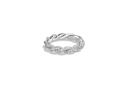 Rhodium Plated CZ Studded Womens Engagement Ring